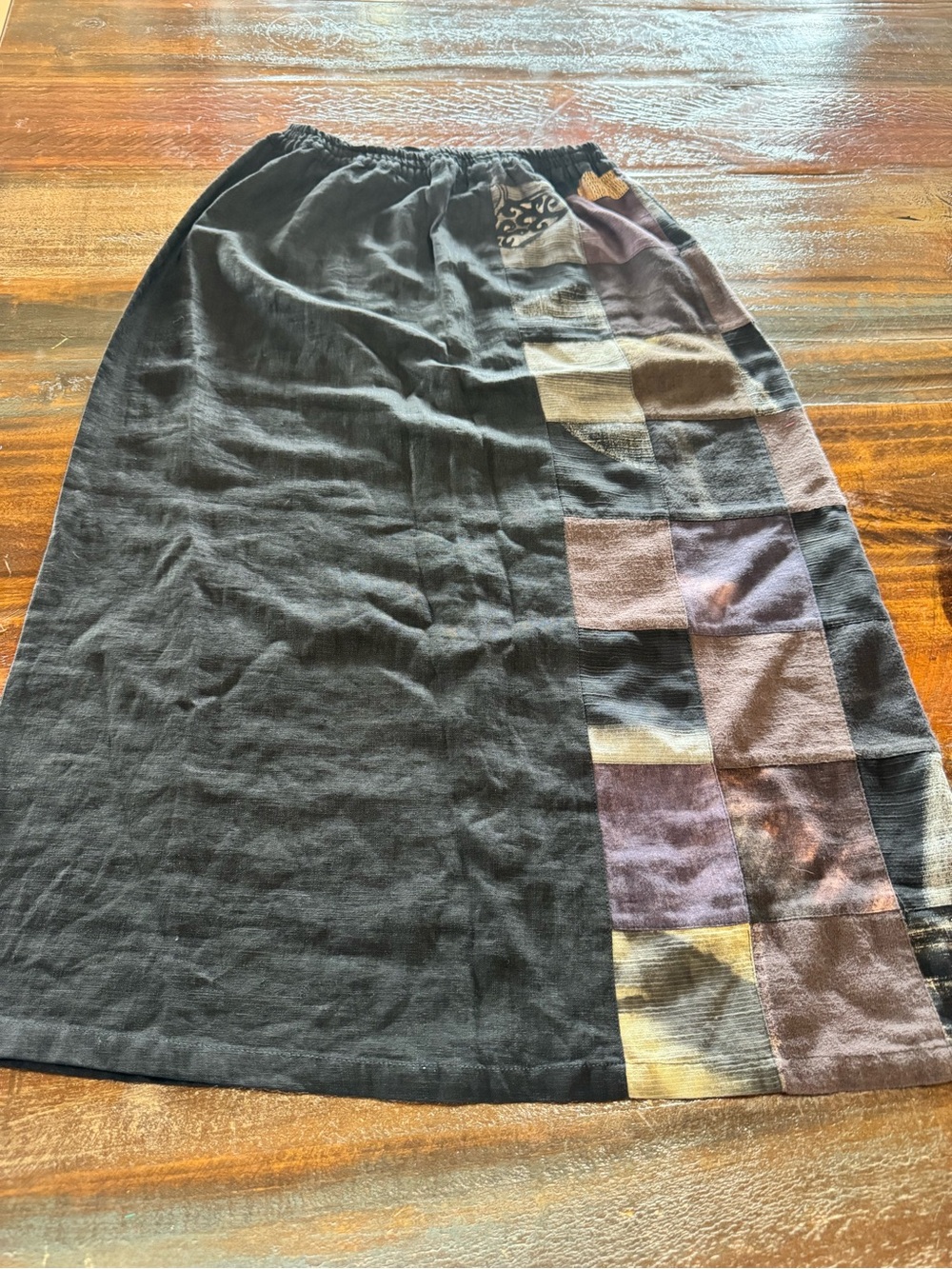Black Patchwork Midi Skirt - Women